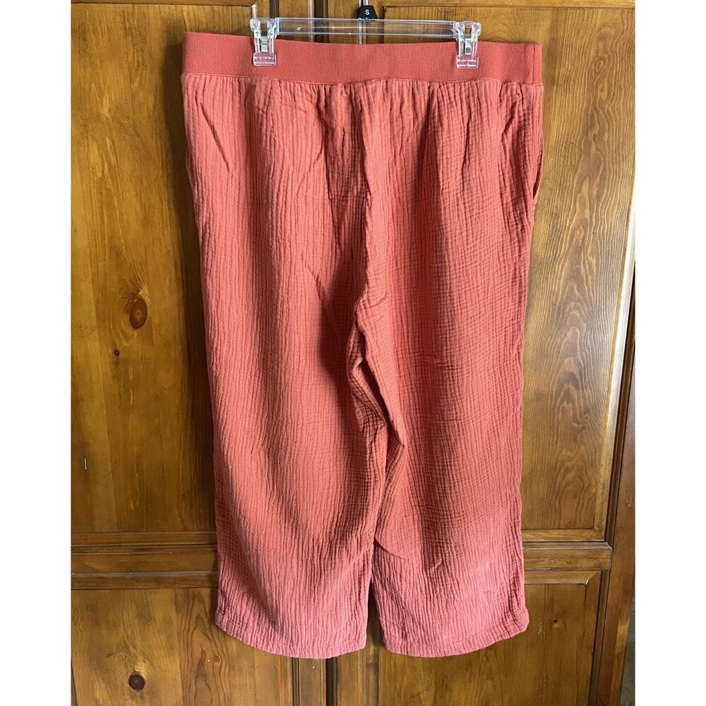 J. Jill Cotton Gauze Straight Leg Crops Pants Size XL Burnt Orange Flowy Beachy - Picture 2 of 11